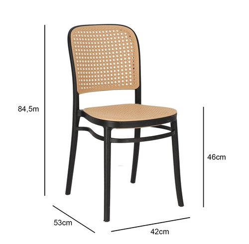 Krzesło do jadalni Antonio Intesi czarne z tworzywa sztaplowane w stylu thonetowskim