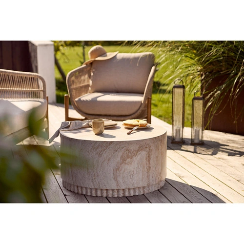 Stolik kawowy Bonn 75 cm okrągły beżowy nowoczesny do salonu