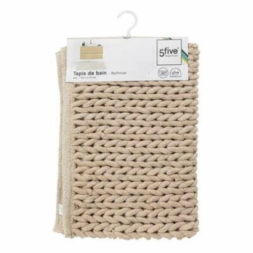 Dywanik łazienkowy 5five simply smart beżowy pleciony bawełniany 50x75 cm przyjemny w dotyku