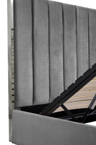 Łóżko tapicerowane Pola 160x200 popielate z pojemnikiem do sypialni nowoczesne