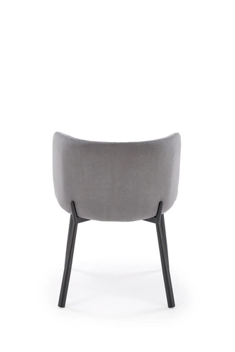 Krzesło tapicerowane welurowe Itzal szare do jadalni i salonu z podłokietnikami nowoczesne