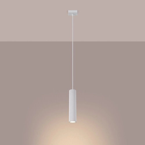Minimalistyczna lampa wisząca KARBON 1 biała regulowana do salonu i kuchni aluminium