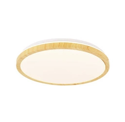 Plafon LED Gandava 38cm biało-drewniany nowoczesny plafon do salonu i sypialni 4000K