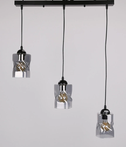 Lampa wisząca Felis czarny 3x60W E27  klosz dymiony