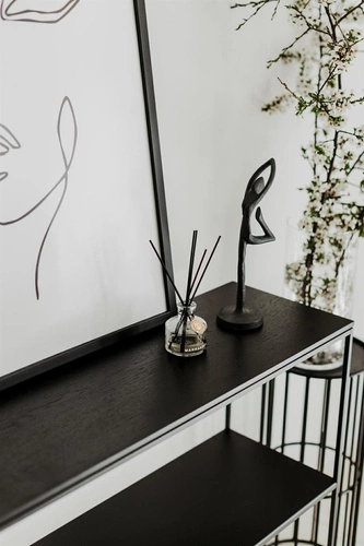 Konsola przyścienna STAM 280 czarny dąb nowoczesna z półką do salonu i przedpokoju NORDIFRA