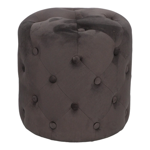 Pufa Adriana welurowa okrągła pikowana szara do salonu glamour 38 cm Atmosphera