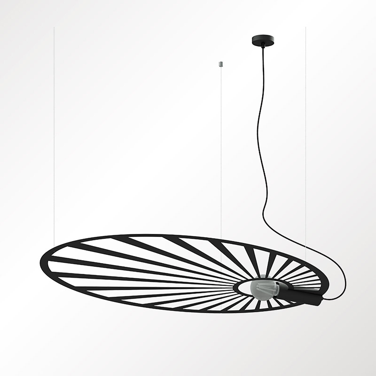 Lampa wisząca LEHDET czarna nowoczesna metalowa do salonu i jadalni regulowana 150 cm