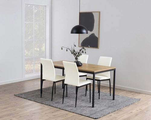 Stół do jadalni Seaford 160x80 nowoczesny drewniany blat czarne metalowe nogi Actona