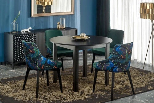 Stół okrągły rozkładany Nigo czarny 102–142 cm do jadalni nowoczesny Intesi