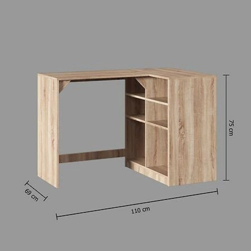 Kali biurko narożne nowoczesne z półkami do pracy i nauki naturalne 5five simply smart