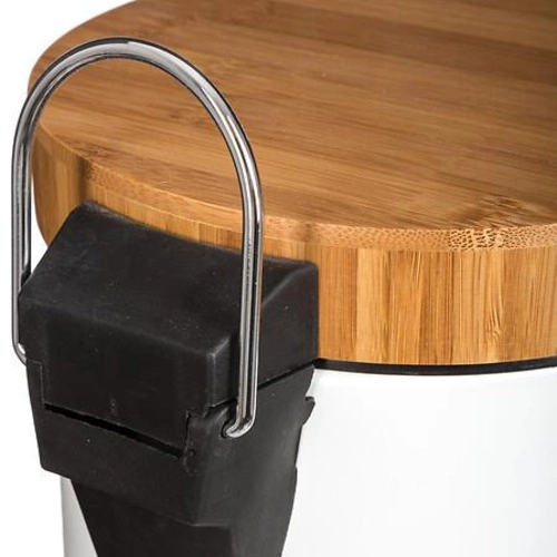 Kosz na śmieci łazienkowy Natureo 3l biały z bambusową pokrywą i pedałem 5five