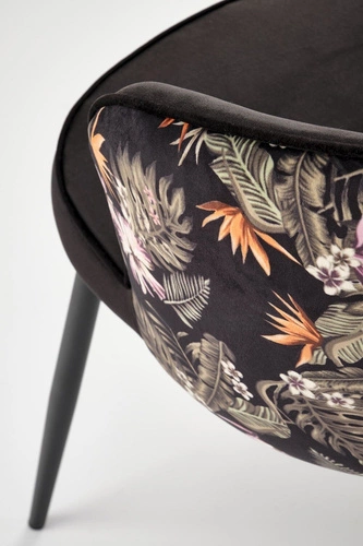 Krzesło do jadalni Sarah arm Intesi czarne tapicerowane welur z podłokietnikami nowoczesne