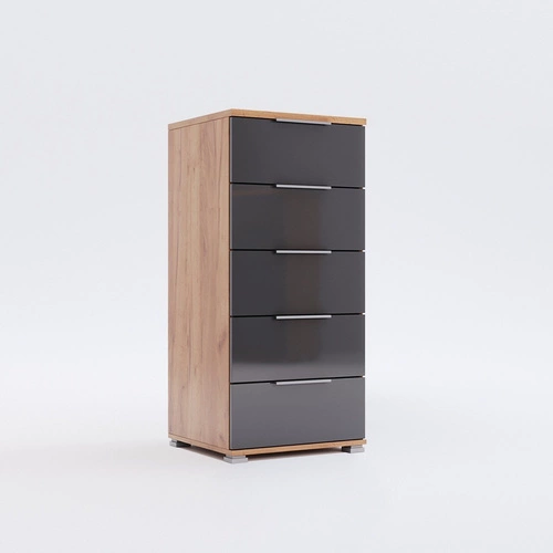 Komoda Lana 5 szuflad dąb/szary