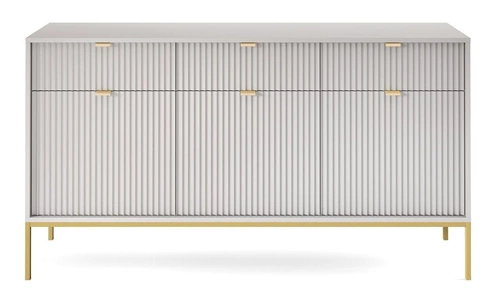 Zestaw mebli do sypialni szary/złoty Delicious ryflowane fronty