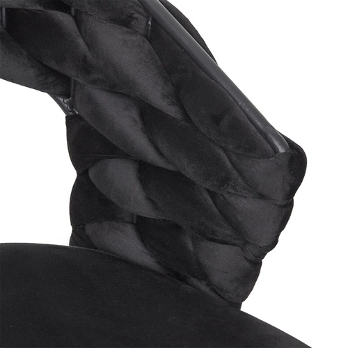 Krzesło tapicerowane welurowe Sawyer czarne z podłokietnikami do jadalni i salonu Intesi