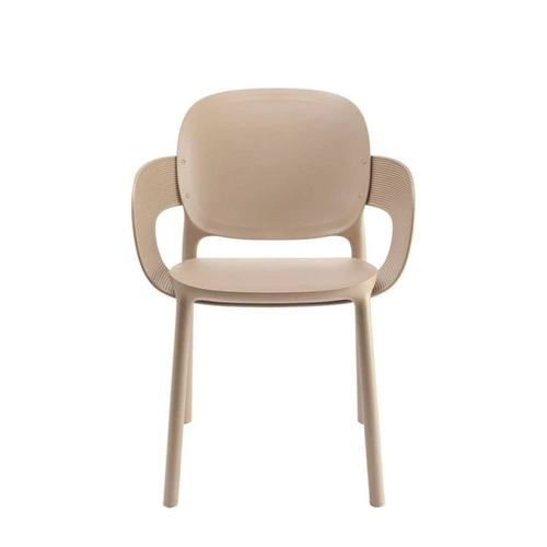 Krzesło do jadalni i ogrodu Hug SCAB Design beżowe z podłokietnikami sztaplowane z tworzywa