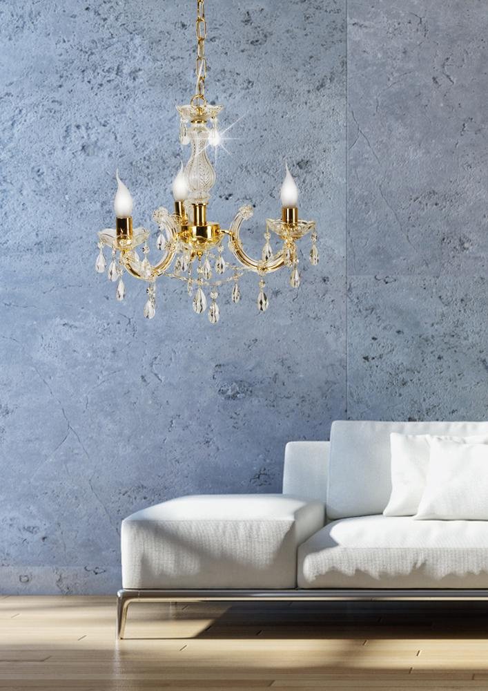 Lampa wisząca Maria teresa 3x40W E14 złoty