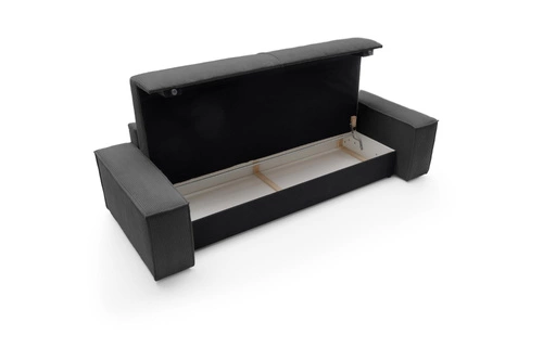 Sofa rozkładana Molde sztruks ciemnoszary z pojemnikiem na pościel do salonu 3 osobowa