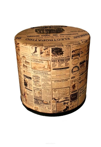 Pufa okrągła The Times Intesi nowoczesna multikolor do salonu lub sypialni tapicerowana 40 cm