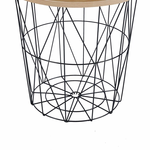 Stolik kawowy okrągły Salvatore 42 cm dąb naturalny czarny nowoczesny do salonu Intesi