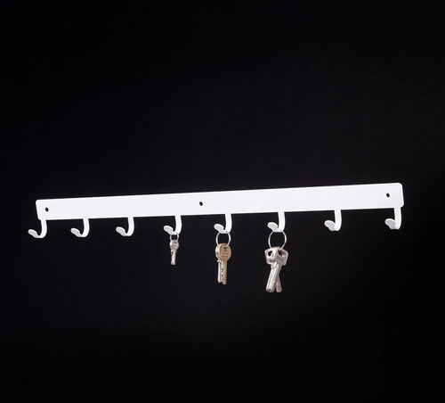 Intesi nowoczesny wieszak ścienny do przedpokoju biały metalowy listwa 60 cm 8 haczyków