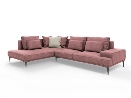 Narożnik z funkcją spania Liege Pink, Beige,  Structured Fabric, Structured Fabric,  lewostronny