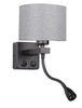 Kinkiet Polo 1x40W E27 + 2W LED czarny  abażur okrągły szary