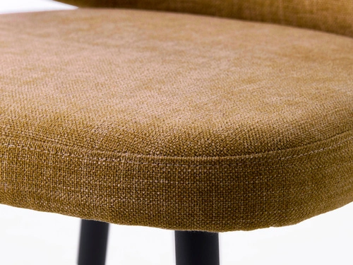 Krzesło tapicerowane Naws żółte nowoczesne do jadalni na czarnych metalowych nogach