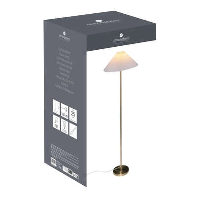 Lampa stojąca do salonu Jil złota z białym abażurem 150 cm nowoczesna Atmosphera