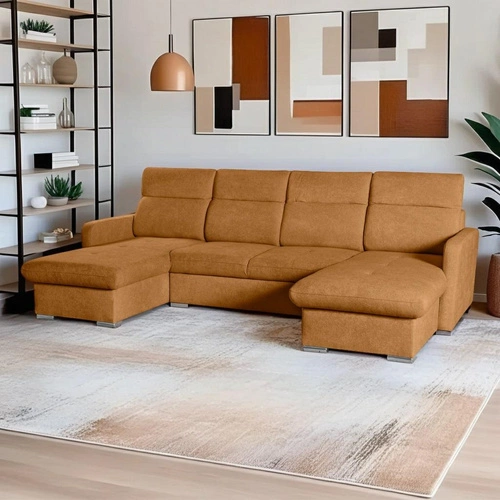 Narożnik Limi U z funkcją spania ochra    Sicuro 25