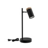 Lampa stołowa Lagos czarna metalowa z drewnem nowoczesna lampka nocna do sypialni 35cm