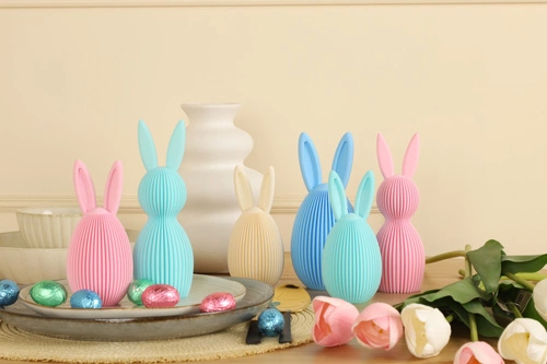 Intesi figurka wielkanocna Jajko z uszami niebieska nowoczesna dekoracja na stół 13,5 cm