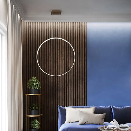 Lampa wisząca LED RIO 55 nowoczesna złota do salonu i jadalni średnica 55 cm