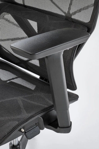 Fotel biurowy ergonomiczny Dolva czarny siatkowy obrotowy z zagłówkiem i podłokietnikami do biura