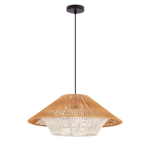 Lampa wisząca Africa 50 czarny 1x40W E27  abażur beżowy+biały