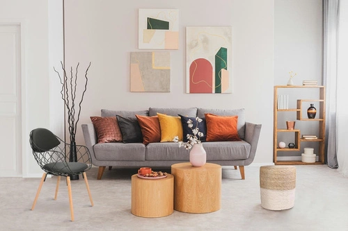 Zestaw stolików kawowych Mice biały owalny glamour do salonu, lekki, 2w1 Actona