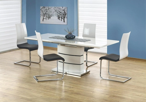 Stół rozkładany do jadalni Benno biały glamour 160-200 cm nowoczesny MDF metal Intesi