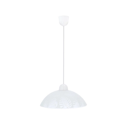 Lampa wisząca Alcara biała szklana z wzorem regulowana do salonu i jadalni 80 cm