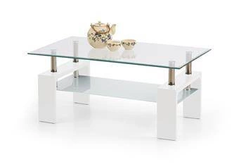 Stolik kawowy Rafes Intro prostokątny biały szklany z półką nowoczesny do salonu Intesi