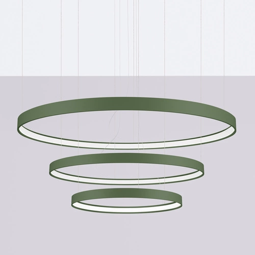 Nowoczesny żyrandol LED RIO 3 oliwkowy do salonu i jadalni, regulowana wysokość 110 cm