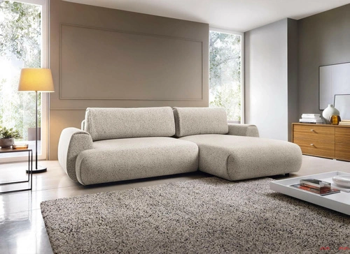 Nowoczesny narożnik z funkcją spania do salonu Ljung prawy szary z pojemnikiem Intesi