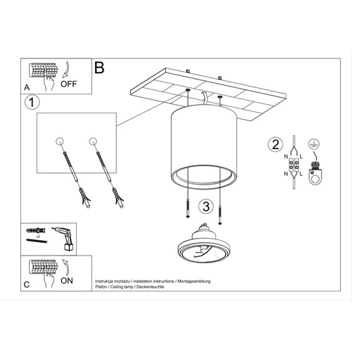 Plafon sufitowy biały ceramiczny Kalu nowoczesny do salonu, kuchni i sypialni Sollux