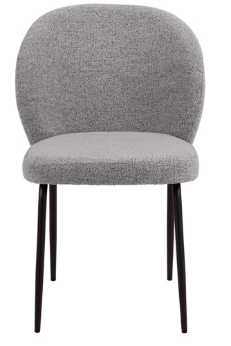 Krzesło tapicerowane Patricia szare do jadalni nowoczesne na czarnych metalowych nogach Actona