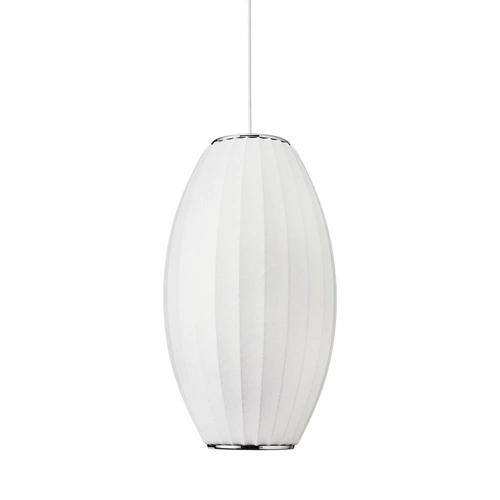 Lampa wisząca SILK BARREL biała 50 cm nowoczesna regulowana do salonu i jadalni