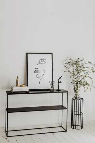 Konsola przyścienna STAM 280 czarny dąb nowoczesna z półką do salonu i przedpokoju NORDIFRA