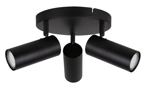 Lampa sufitowa Colly czarna 3-punktowa loftowa do salonu i kuchni z ruchomym kloszem