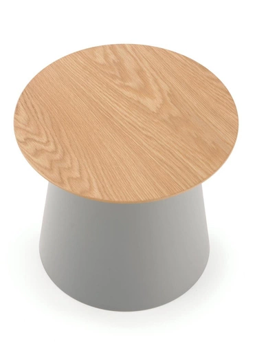 Stolik kawowy Alter okrągły nowoczesny skandynawski naturalny szary do salonu 49 cm