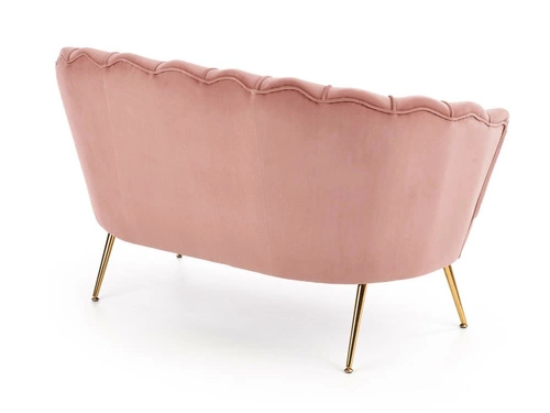 Sofa dwuosobowa welurowa Florencja różowa glamour do salonu na złotych nogach Intesi