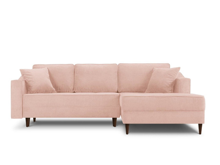 Narożnik z funkcją spania Aria Pink Chenille prawostronny