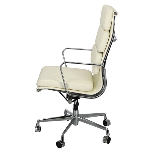 Fotel biurowy ergonomiczny CH2191 PREMIUM EA219 skóra naturalna biały obrotowy do biura